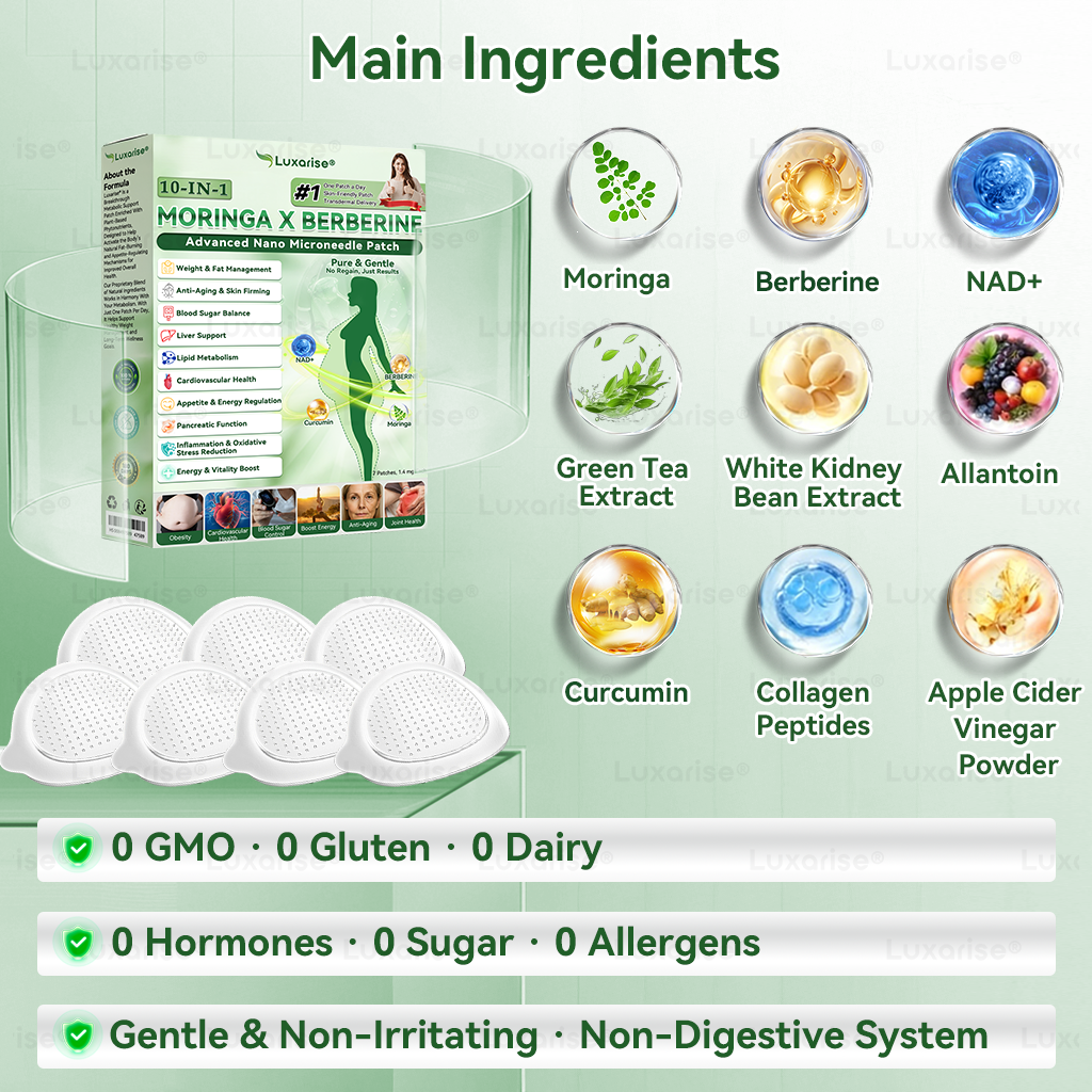 𝑶𝒇𝒇𝒊𝒄𝒊𝒂𝒍 𝑺𝒕𝒐𝒓𝒆✅𝑳𝒖𝒙𝒂𝒓𝒊𝒔𝒆® Moringa Berberine × NAD⁺ 10-in-1 Nano Microneedle Patch